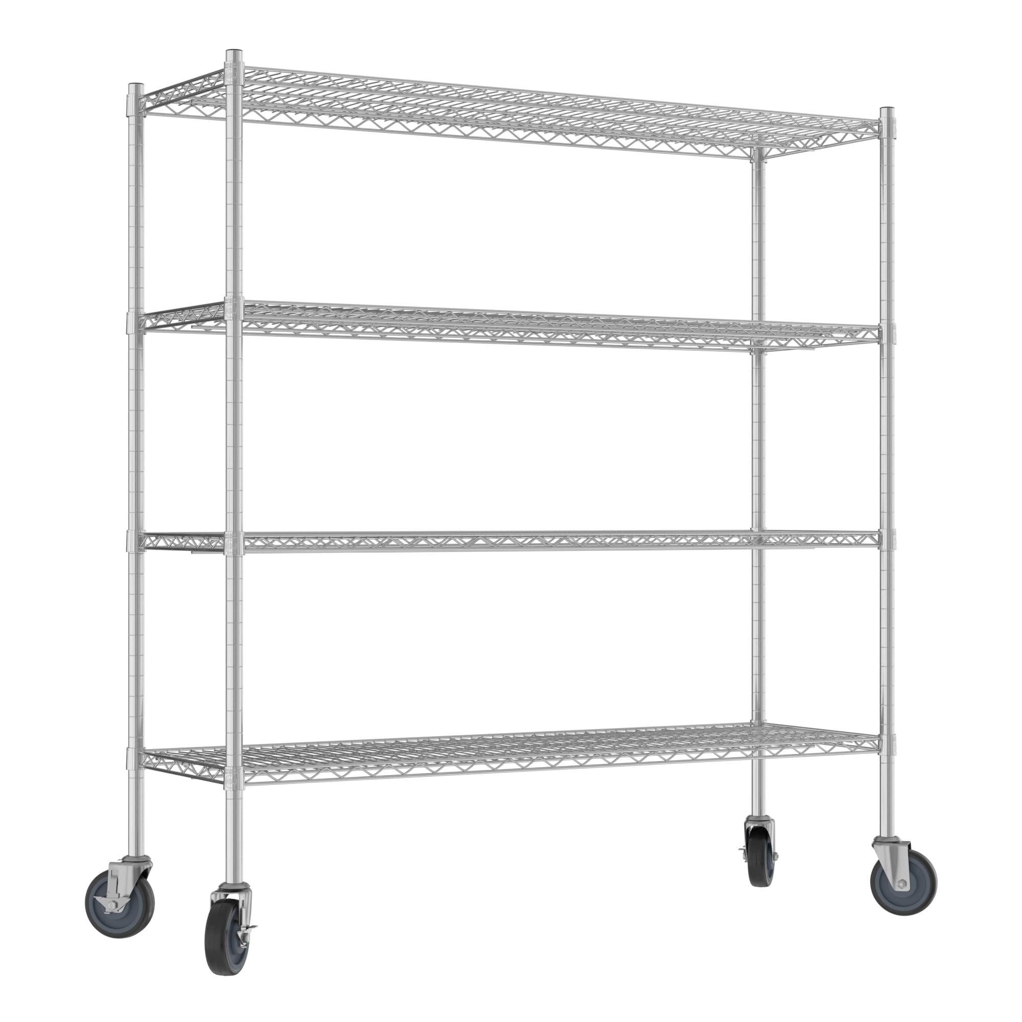 QUIET BOOK Commercial NSF Listed Chrome Mobile Wire Shelving Kit 18