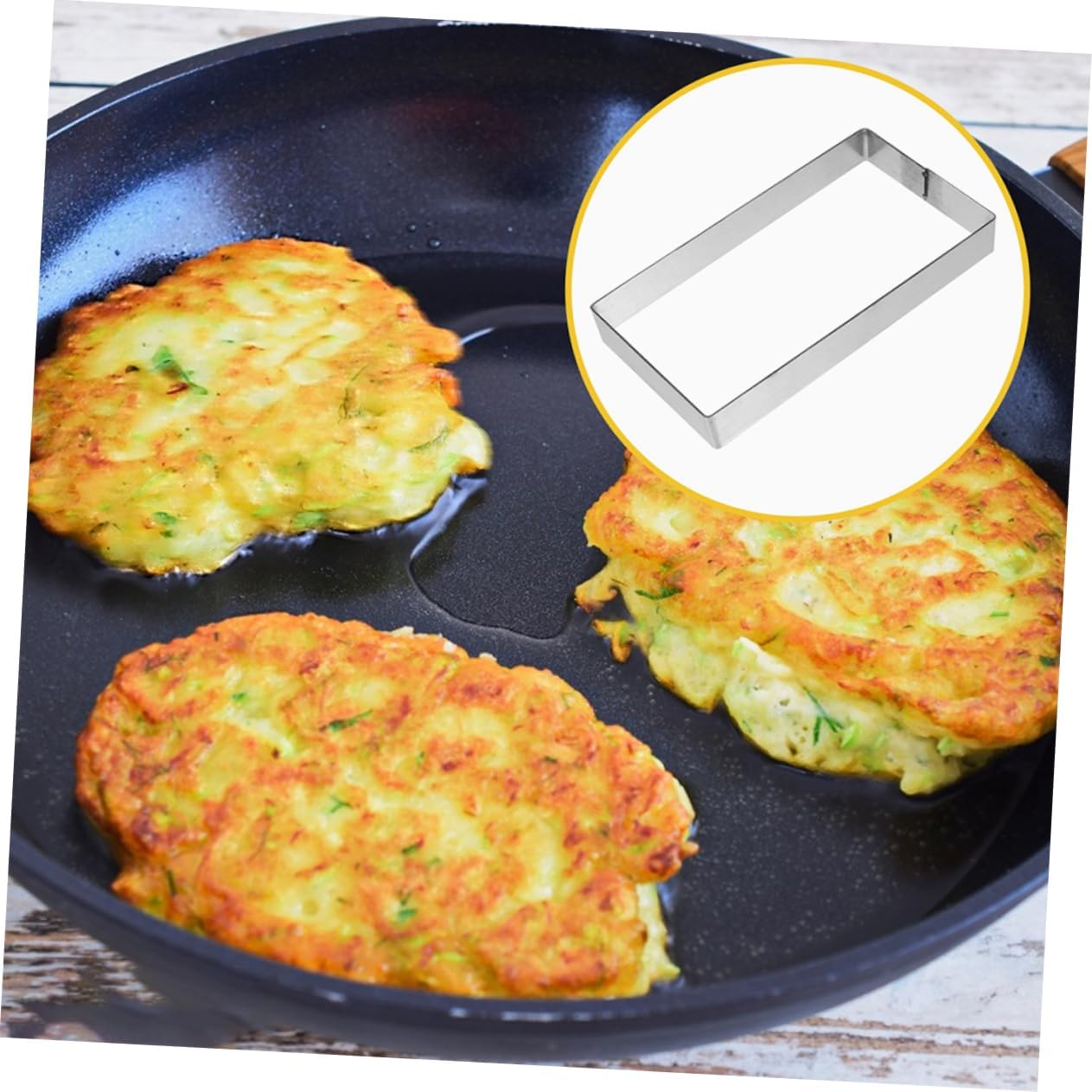 iplusmile Stainless Steel Pancake Mold Baking Ring High Multifunctional Cake Pan for Pancakes Potato Cakes Pastries Kitchen Bakeware for Home and Professional Use