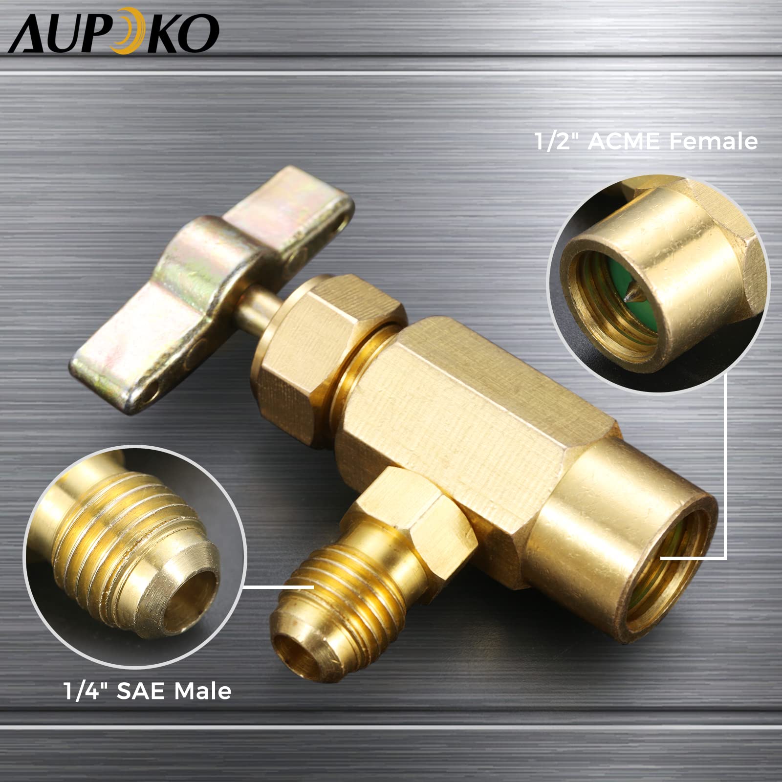 Aupoko R1234YF rubinetto per bottiglia refrigerante valvola dispensatrice 1/2" Acme 1/4" SAE compatibile R12 R22
