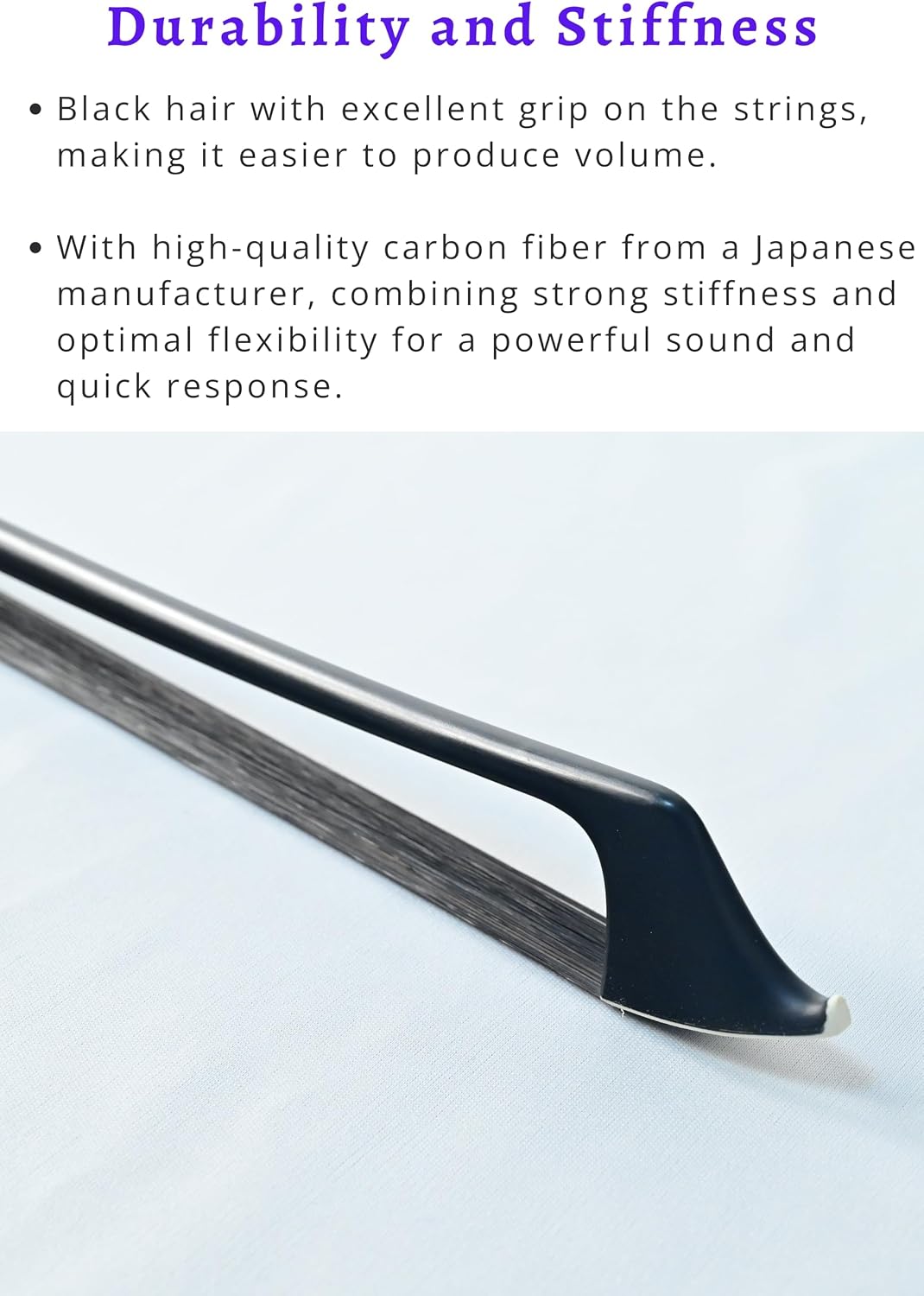 ARTIGIANO&VIOLIN Carbon Fiber Upright Bass Bow with Black Hair German Style AW-104B