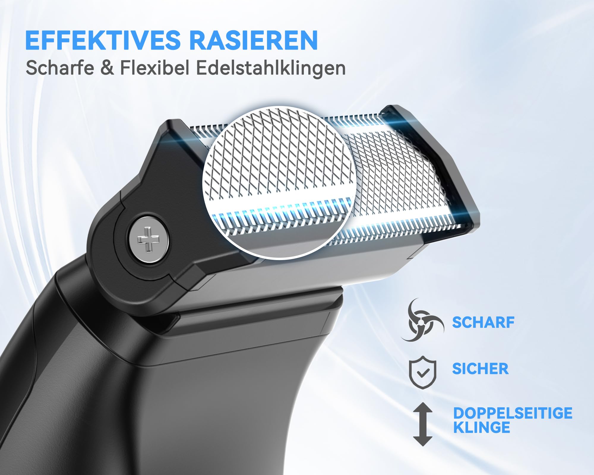 MAXGROOM 3-in-1 Körperrasierer Herren IPX6 Wasserdicht Nass Trocken Elektrischer Rasierer Trimmer Body Groomer