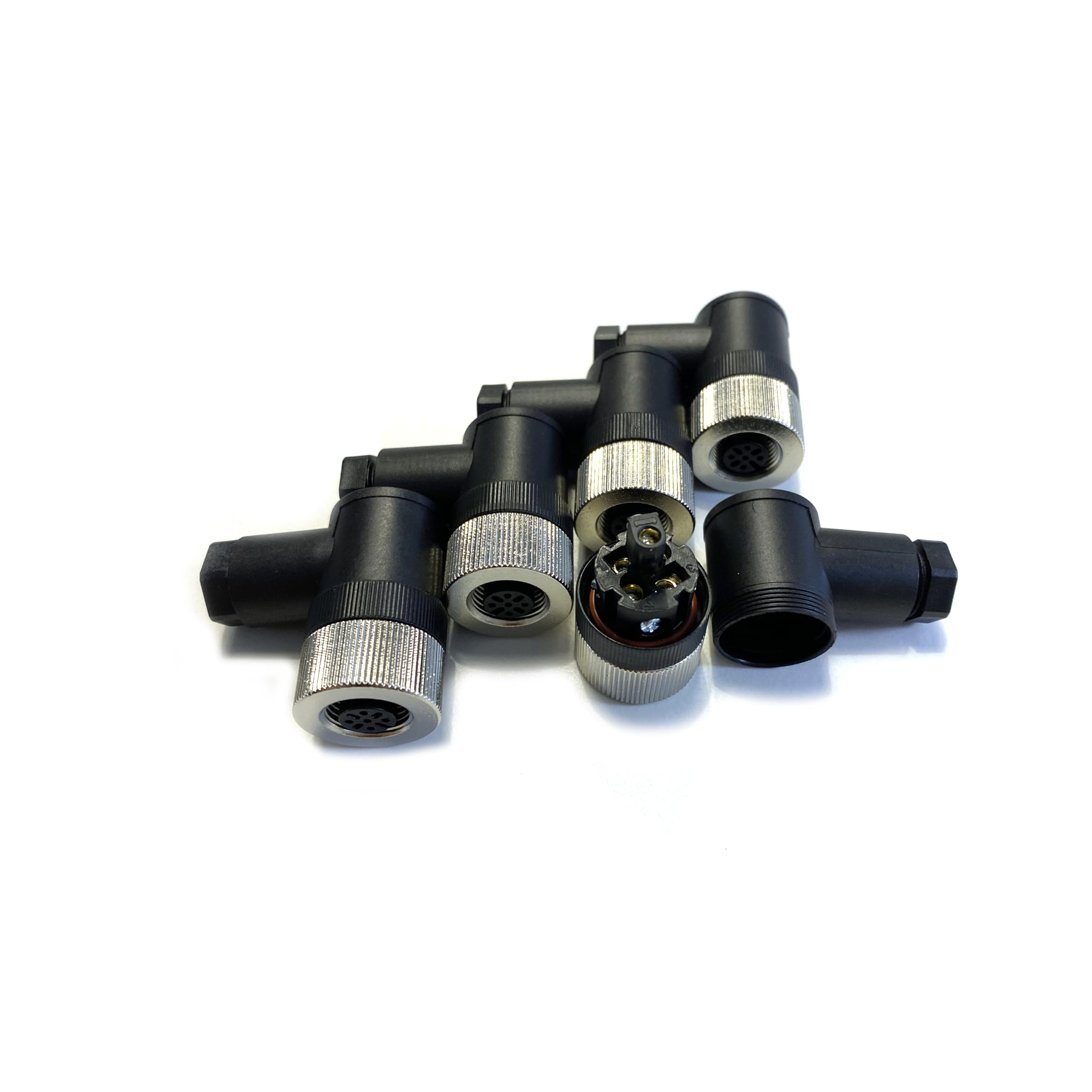 5 pièces de connecteurs M12 5 pôles, A codés 90 degrés ronds 5 broches installables sur site avec connexion à vis 12 mm, connecteurs femelles aviation IP67 étanches, connecteurs circulaires