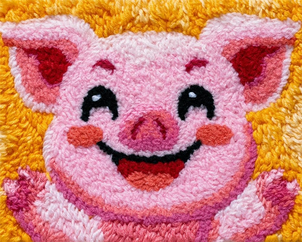 FWRTYCB Latch Hook Rug Kit for Adults Cute Smiling Pig