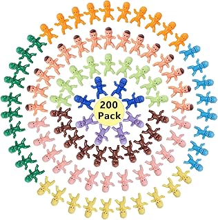 SHAOQINLIN Mini Plastic Babies, 200 Pcs Mini Baby 1 Inch Small King Cake Babies Bulk Plastic Baby Ice Cube Game DIY Tiny Party Decorations (10 Colors)