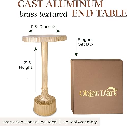 Miniatura 9 de OBJET D'ART ABEL, 21 pulgadas de altura, con acento metálico vintage, laterales, pedestal, coctail y bebidas para sala de estar y espacios pequeños