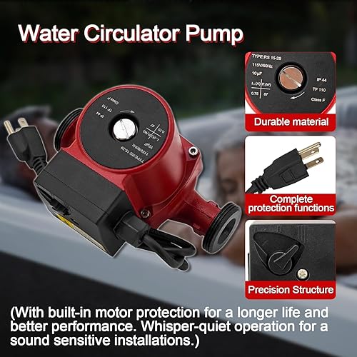 Miniatura 3 de 59896775 Reemplazo de la bomba circuladora de 115 V compatible con Grundfos UP15-29SU, utilizada para calefacción radiante, calefacción hidrónica,