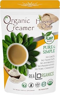 Realorganics "PURE & SIMPLE" - Powdered, Coffee Creamer / 100% Certified Organic/rBST Free/GMO Free/Gluten Free/Chemical, Additive & Preservative Free… (HARVEST OATS-Plant Based)