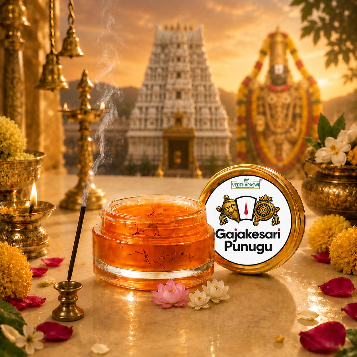 GAJAKESARI PUNUGU, Punugu for Pooja Purpose, Traditional Temple Aroma, 8 Grms
