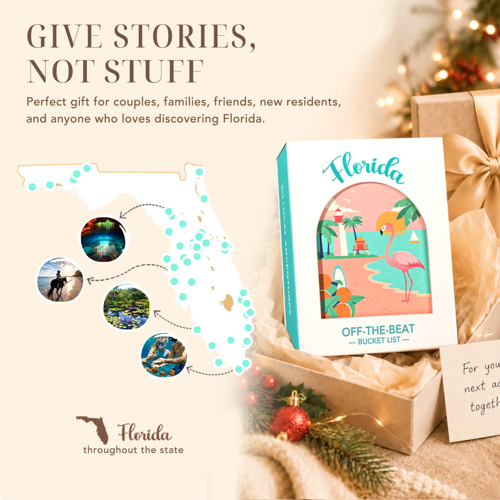Florida Adventure Bucket List Cards, 50 carte da grattare per Stato | Gemme nascoste locali uniche, 2026 Schede elenco secchio fuori dal ritmo, Regali della Florida per coppie e famiglie