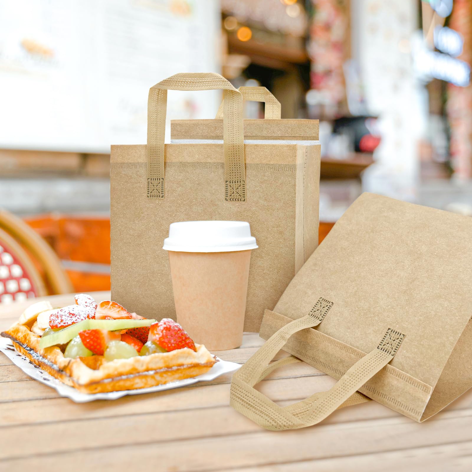 120 bolsas aisladas para llevar a granel en bolsa de almuerzo con aislamiento térmico para alimentos fríos calientes, pizza, café, leche, té, bolsa térmica para catering, restaurante, picnic (9.5 x