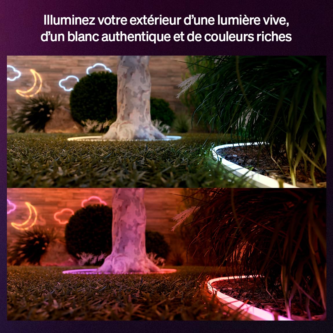 Philips Hue Ruban LED Exterieur Neon, 5 mètres, 1100 lm, Couleurs Vives et Ambiance et Chromasync, Bande LED Extérieur résistante aux intempéries, Basse Tension, Contrôle via Application & Voix