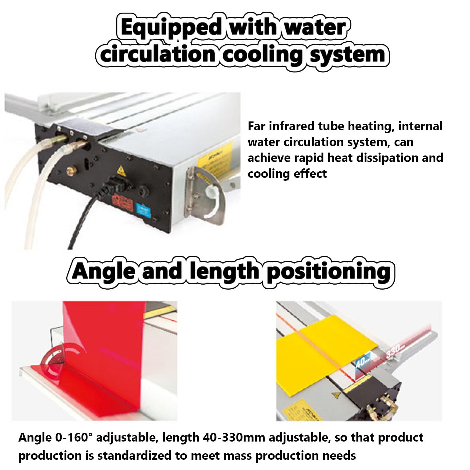 Piegatrice acrilica con regolatore di angolo e lunghezza, aggiornata per plexiglass, PVC, ABS e altro, calibrazione del raggio di 70 cm per piegatura di precisione