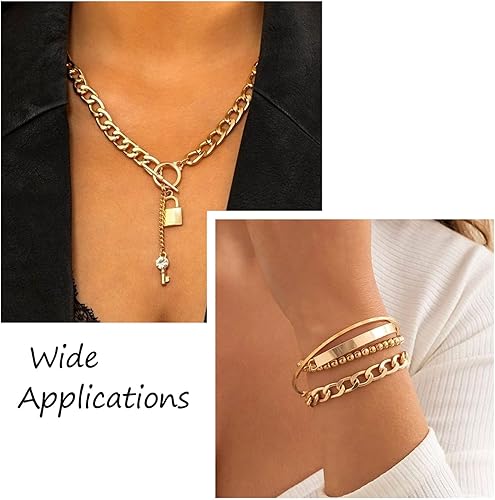 Miniatura 10 de Pandahall - Cadenas de aluminio dorado de 16.4 pies, cadenas de metal de oxidación, cadenas de eslabones ovalados sin soldar, con carrete de 0.315 x