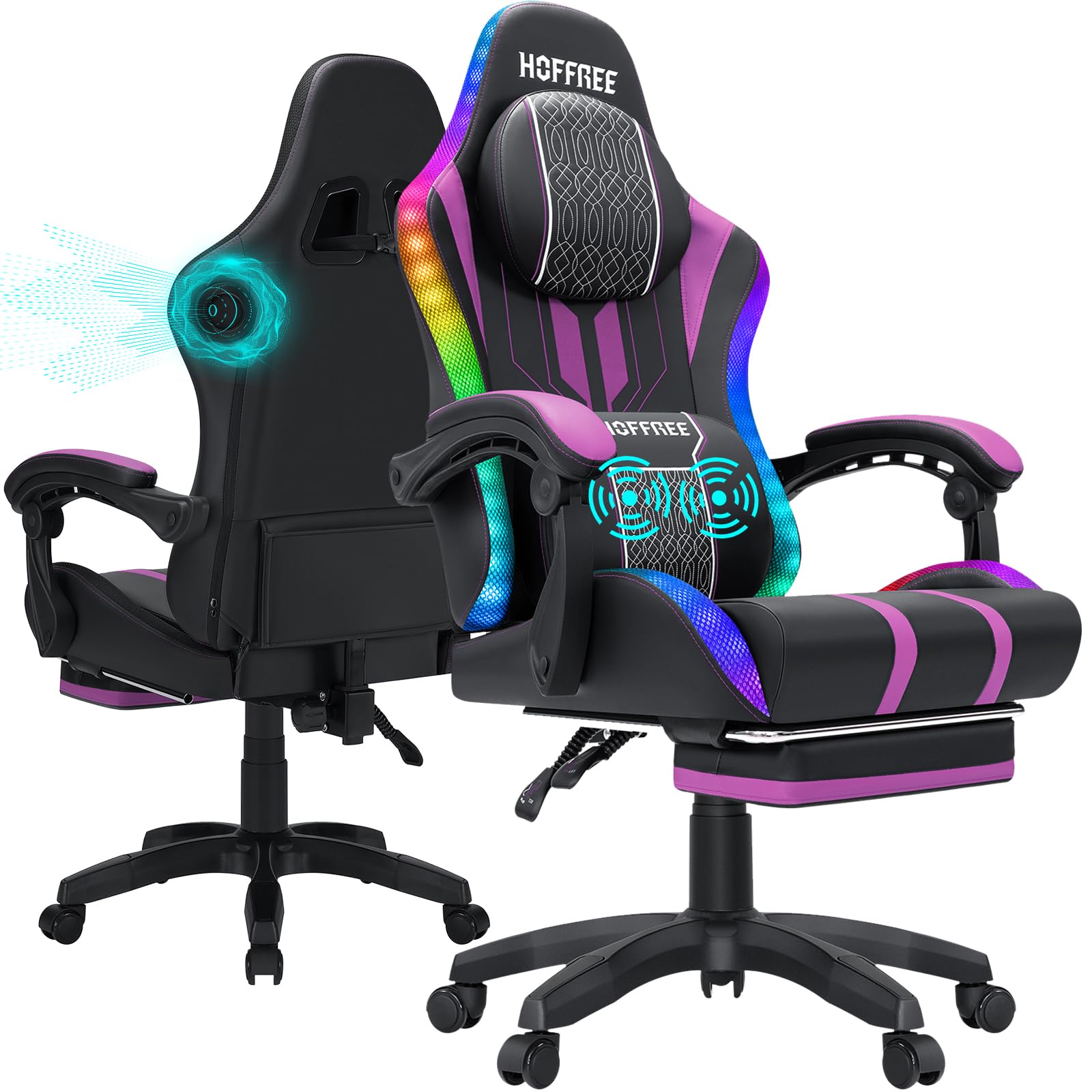 Amazon.com: LED Gaming Chair with Speakers Massage Game Chair with