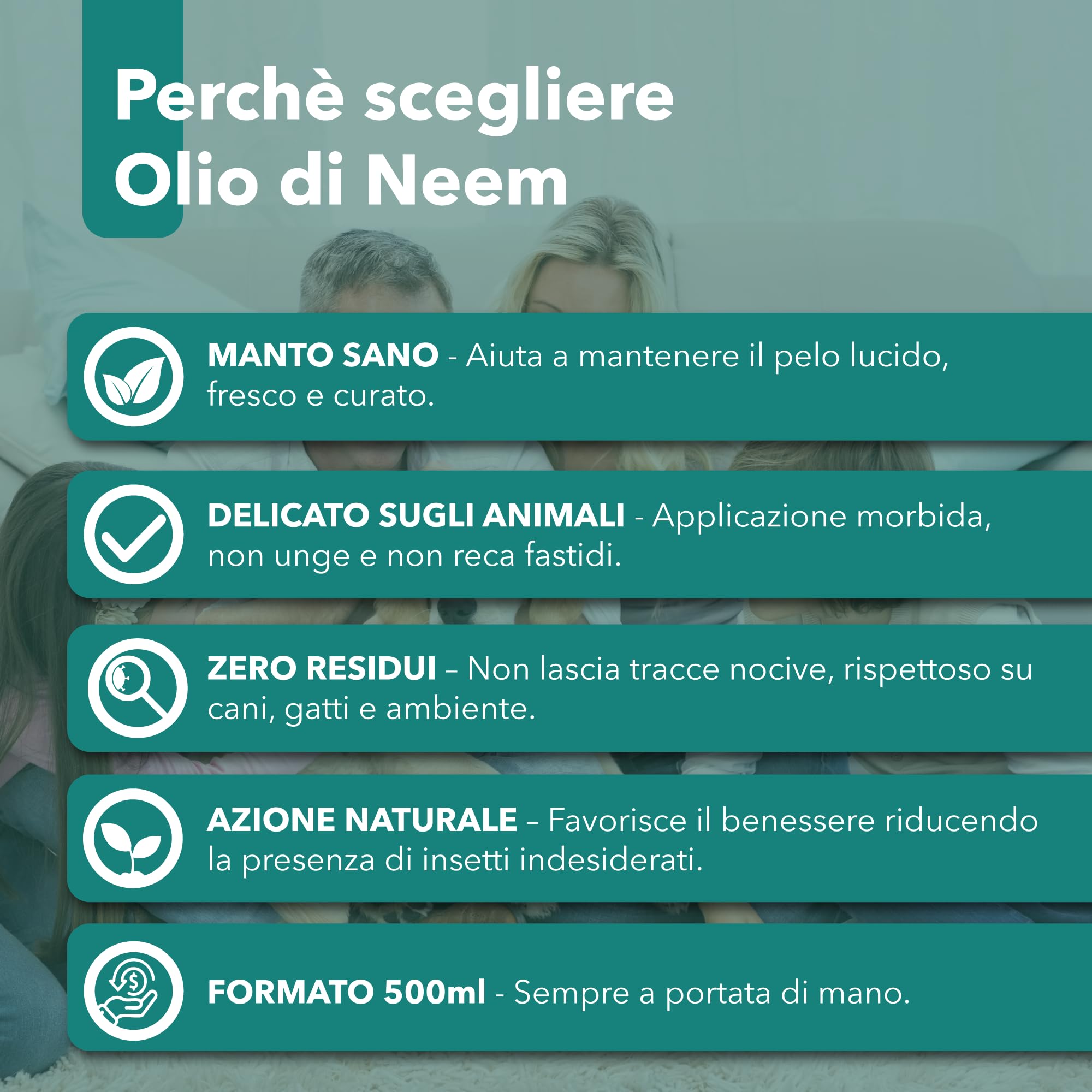 Olio di Neem per Cani e Gatti Spray 500 ml – Idrosolubile, Naturale, Non Unge – Azione Delicata, Effetto Barriera Sgradito a Zecche Pulci Zanzare Insetti