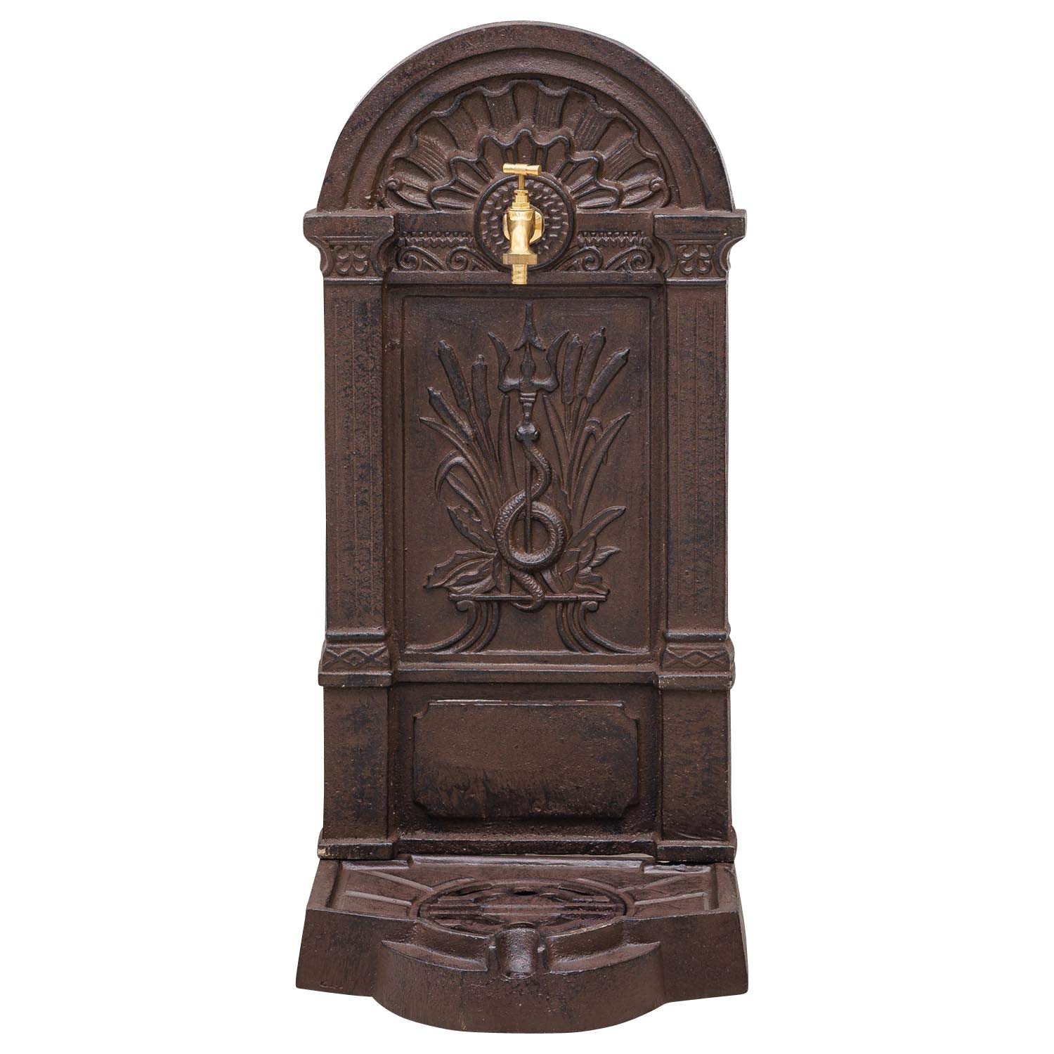 Standbrunnen Waschbecken Brunnen Eisen Wandbrunnen antik Style 83cm braun