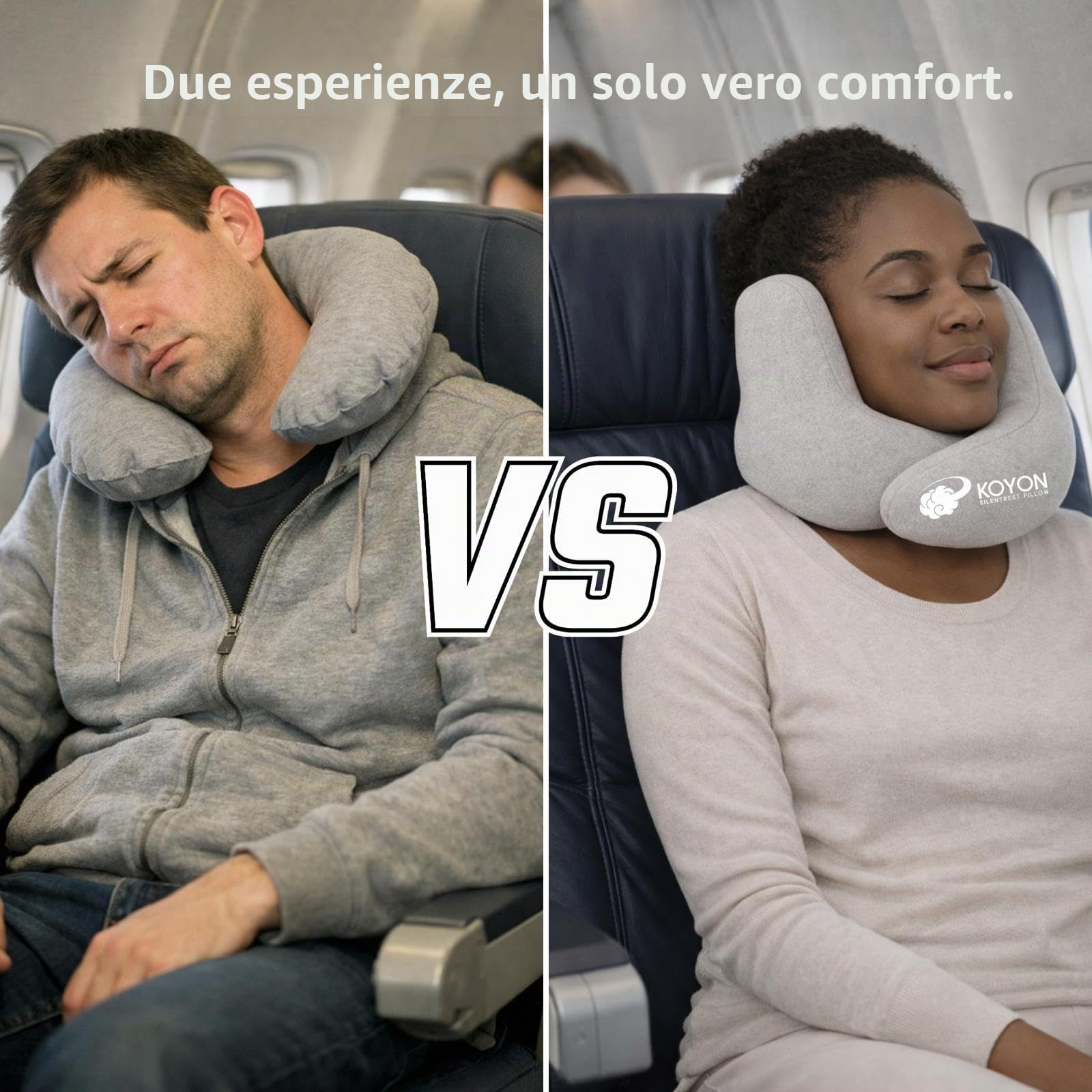 Silentrest - Cuscino da viaggio in memory foam, cuscino cervicale ergonomico per ridurre il rumore, leggero e portatile, con borsa per il trasporto, ideale per aereo, ufficio e casa