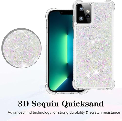 Miniatura 4 de CAIYUNL Funda para Moto G Power 5G 2023 con protector de pantalla, para mujeres y niñas, con purpurina líquida brillante, flotante, bonita funda