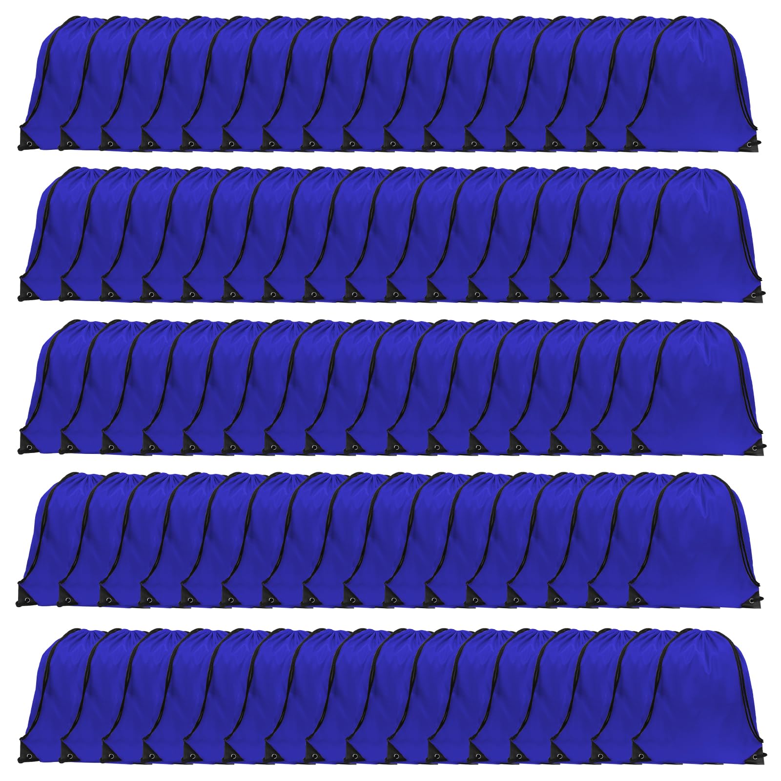 GoodtoU Drawstring Bags, Drawstring Backpack Bulk Nylon Backpack Draw String Back Bag Cinch Sack Drawstring Gym Bag String Backpack for Sport, Traveling, Team (Blue, 80Pcs)