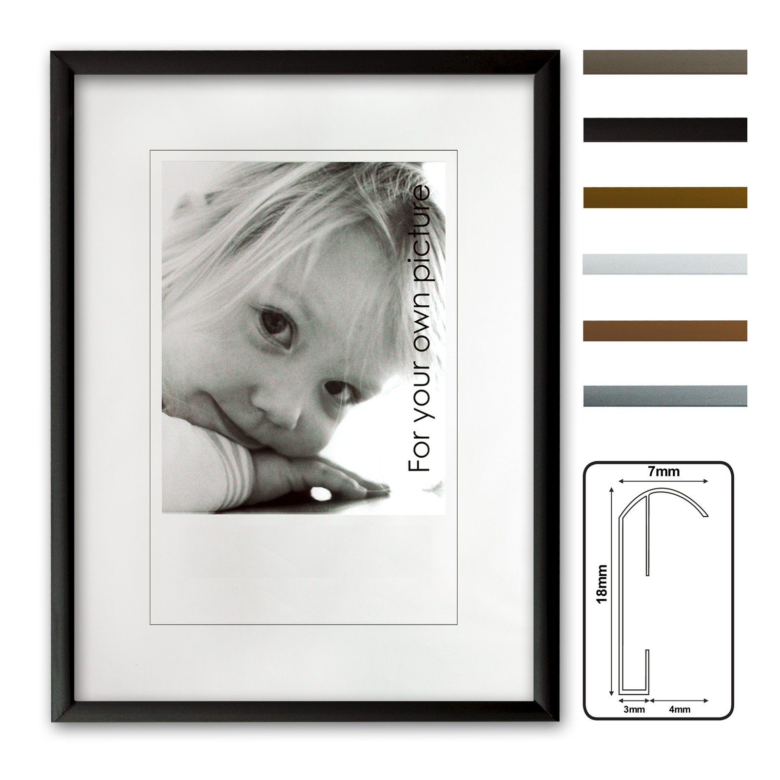 Cadre en aluminium Kingsale anti-déformation noir mat 30x40