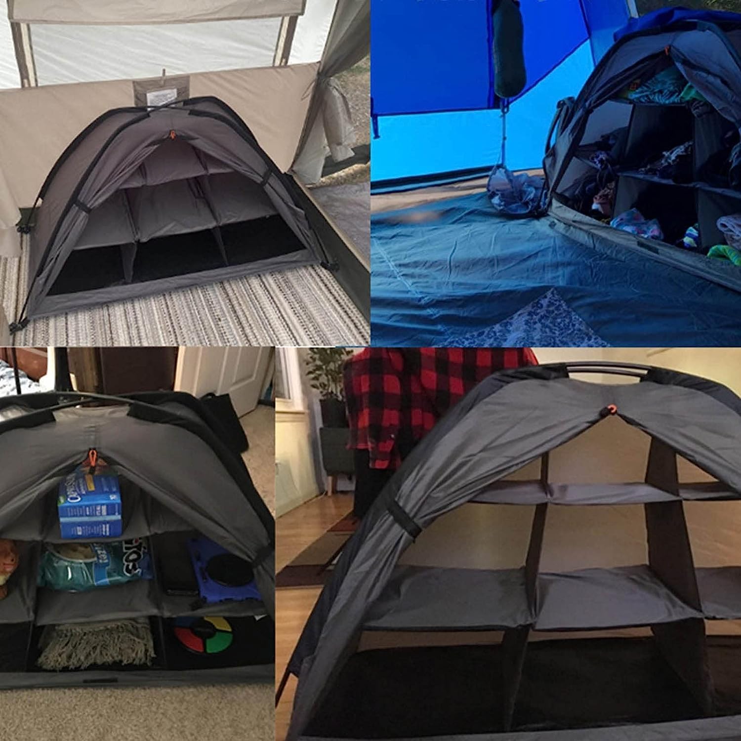 Camping-Schuh-Organizer, Camping-Schuh-Aufbewahrung, 210D Oxford-Stoff, 9 Ablagen, große Kapazität, faltbar, klassifizierte Organisation, Camping-Aufbewahrungsschrank, für Ihre Camping-Ausrüstung