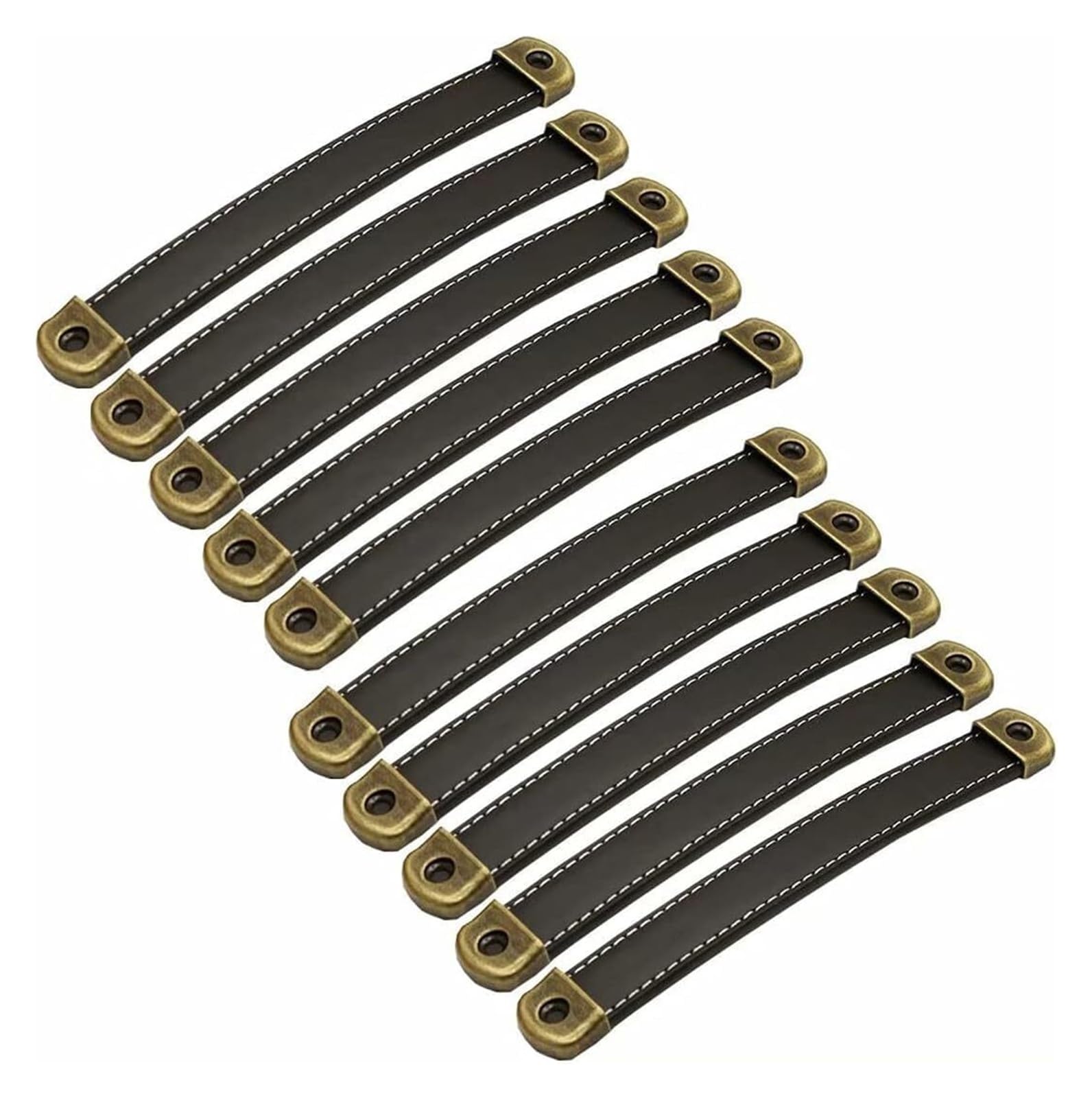 Bpabdeitr Black 10 Pcs Multicolor Pu Leather Zinc Alloy Drawer Cabinet Handle Pulls(,Hole Distance 160 Mm)