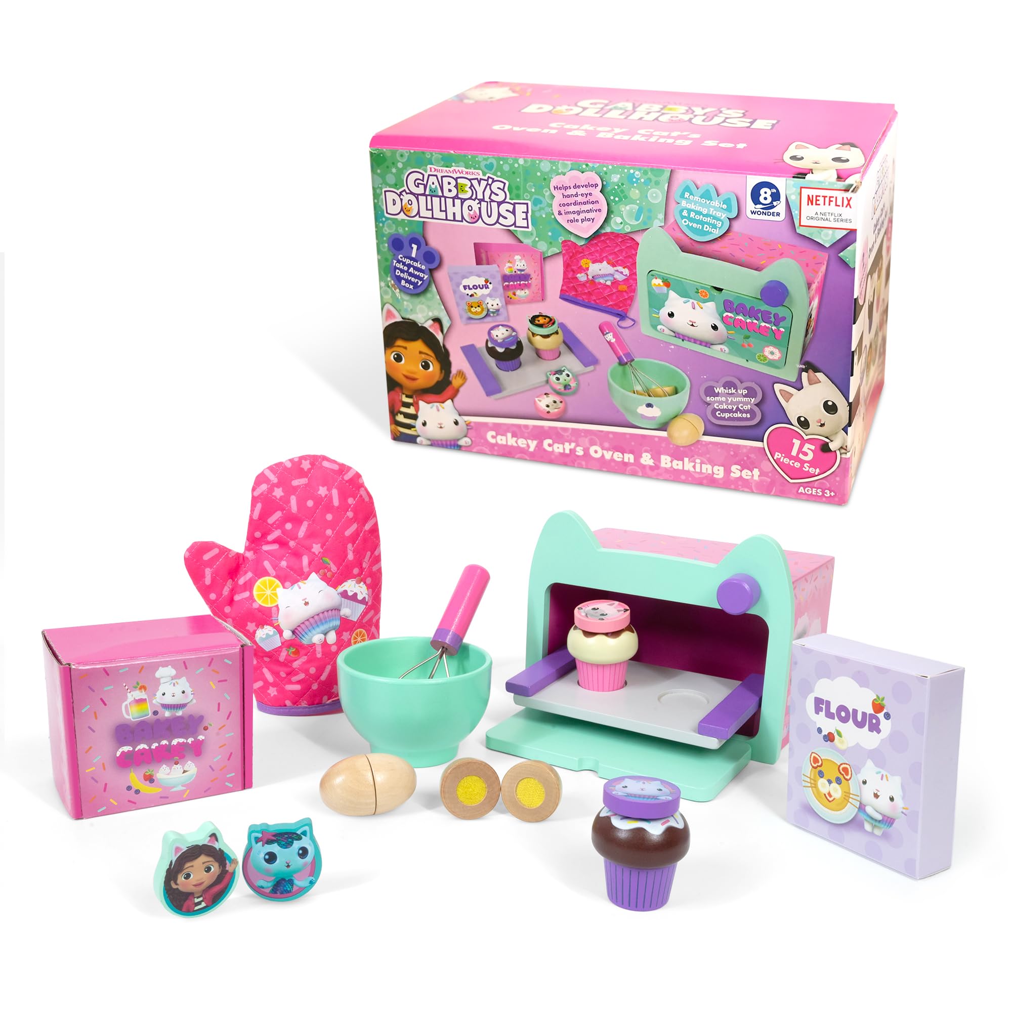 Gabby’s Dollhouse Baking Playset – Kids' Pretend Bake & Play Kit with Mixing Bowl, Whisk, Flour, Eggs & Oven – Fun & Role Play Toy for Toddlers & Children – Gabby’s Dollhouse Toys for Boys