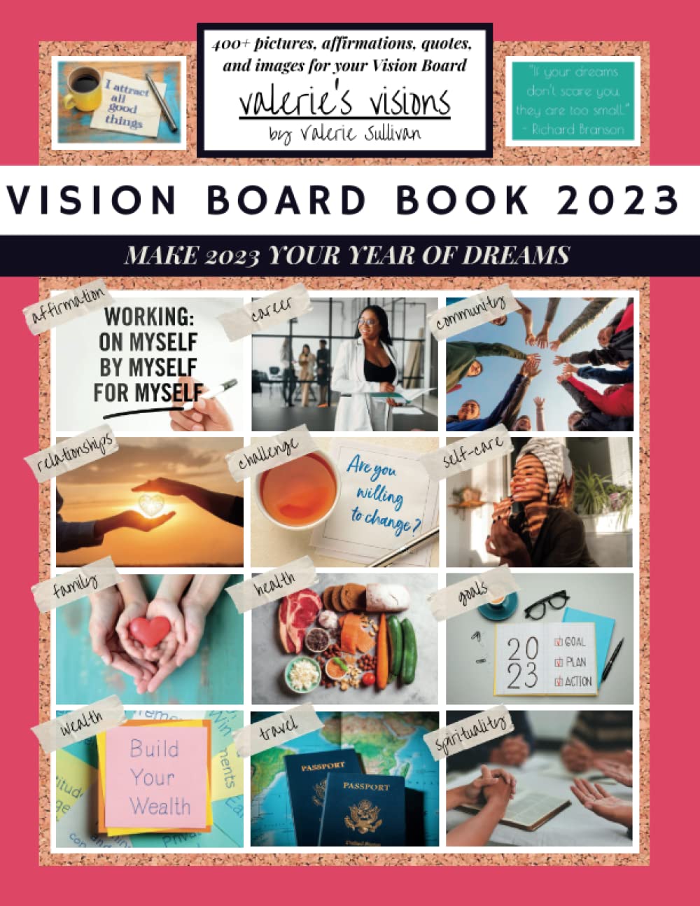 Vision Board Book 2023 pour manifestation avec images et citations