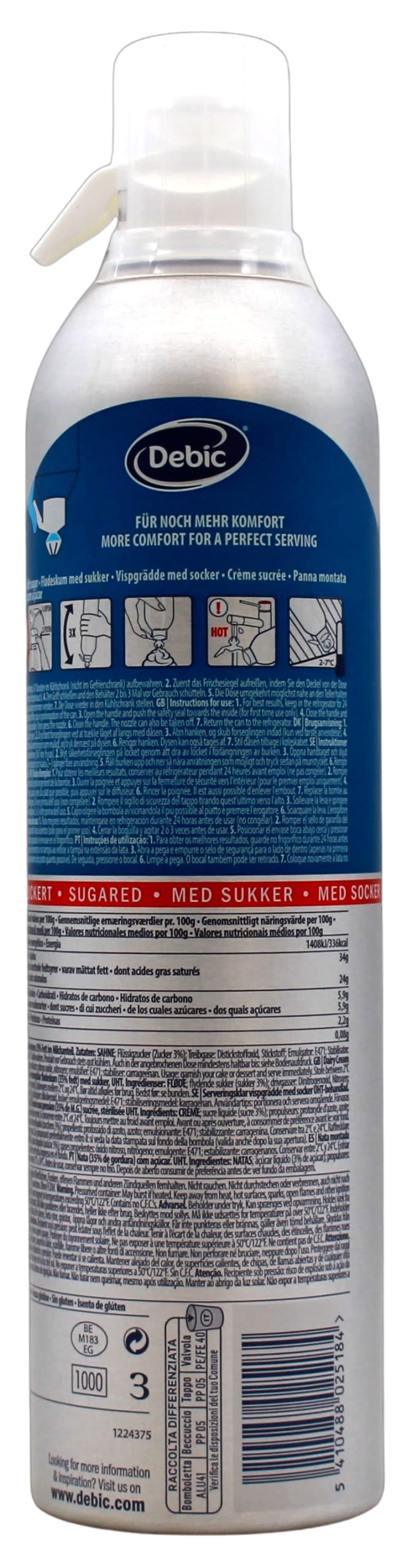 Debic Profi-Schlagsahne mit Zucker, 3er Pack (3 x 700ml)