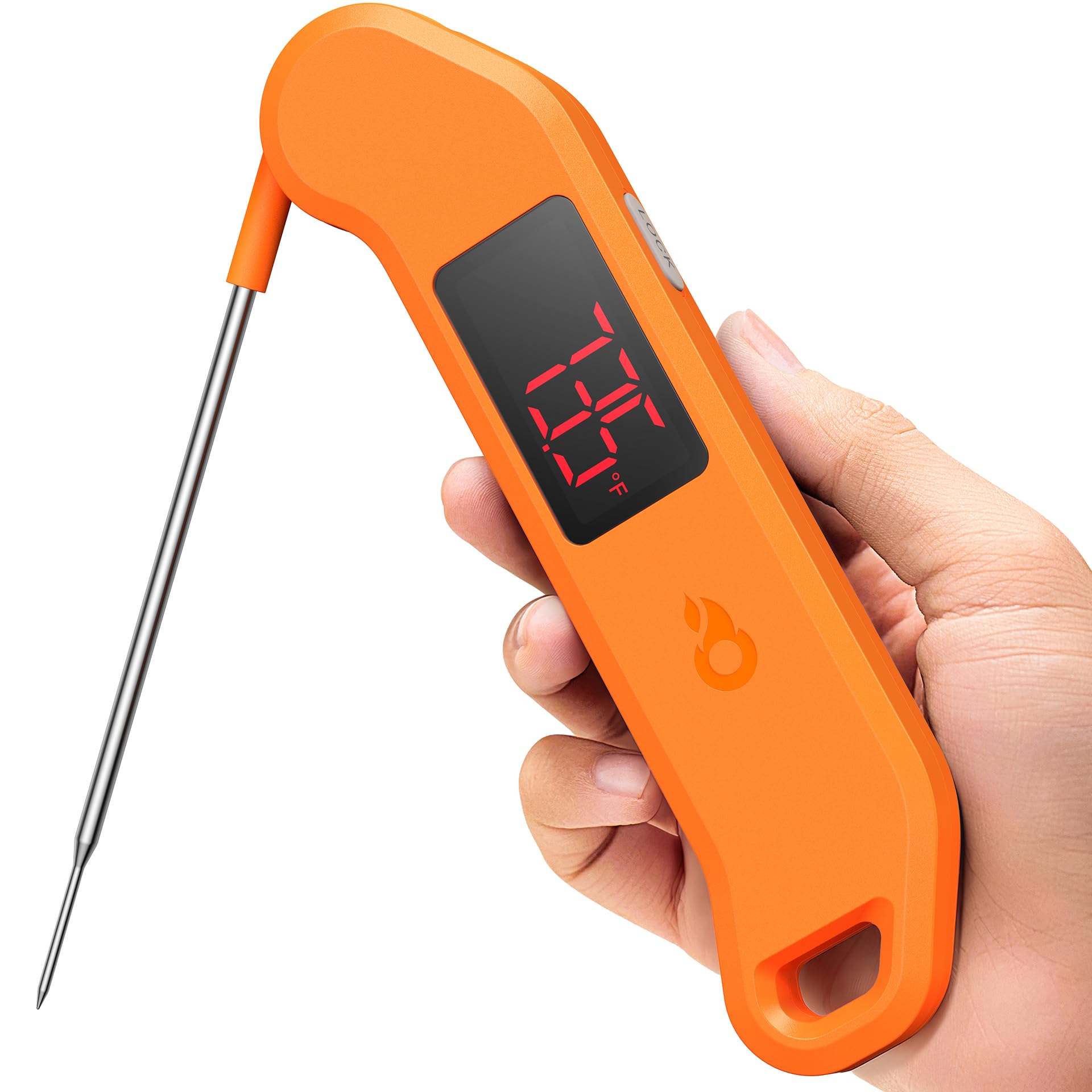 Thermomètre à viande numérique professionnel, lecture instantanée en 1 seconde, précision de ± 0,-15 °C, thermomètre alimentaire certifié NIST & NSF, écran LED lumineux à rotation automatique