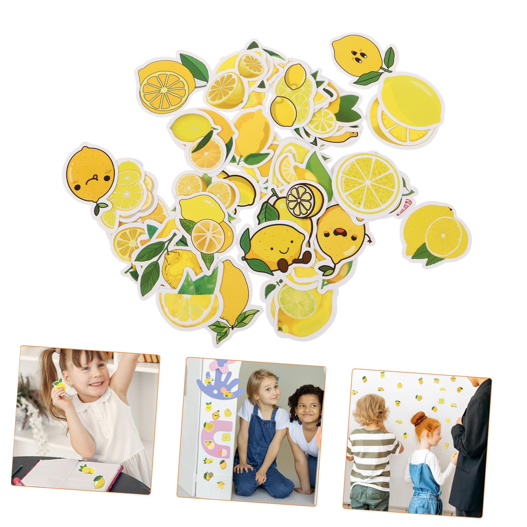 Mipcase 50 Pegatinas de Limón Adorables para Scrapbooking y Decoración, Autoadhesivas, Seguras para Usar en Ordenador y Maletas, Diseño Infantil Amarillo