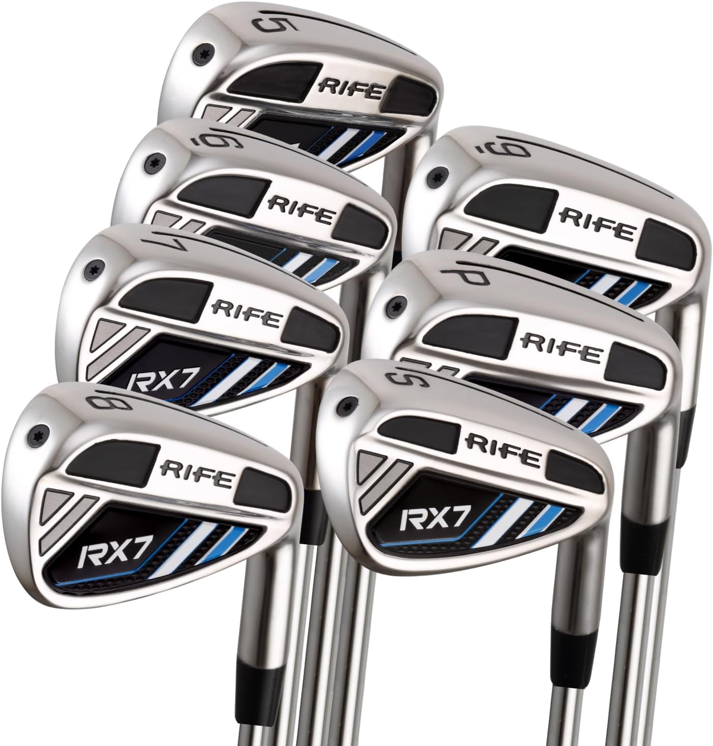 Rife Golf RX7 Hollow Core Iron Set #5-SW Golf Clubs Mens Standard Length Regular Flex Forgiving Stainless Steel Shafts