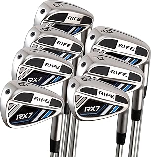 Rife Golf RX7 Hollow Core Iron Set #5-SW Golf Clubs Mens Standard Length Regular Flex Forgiving Stainless Steel Shafts