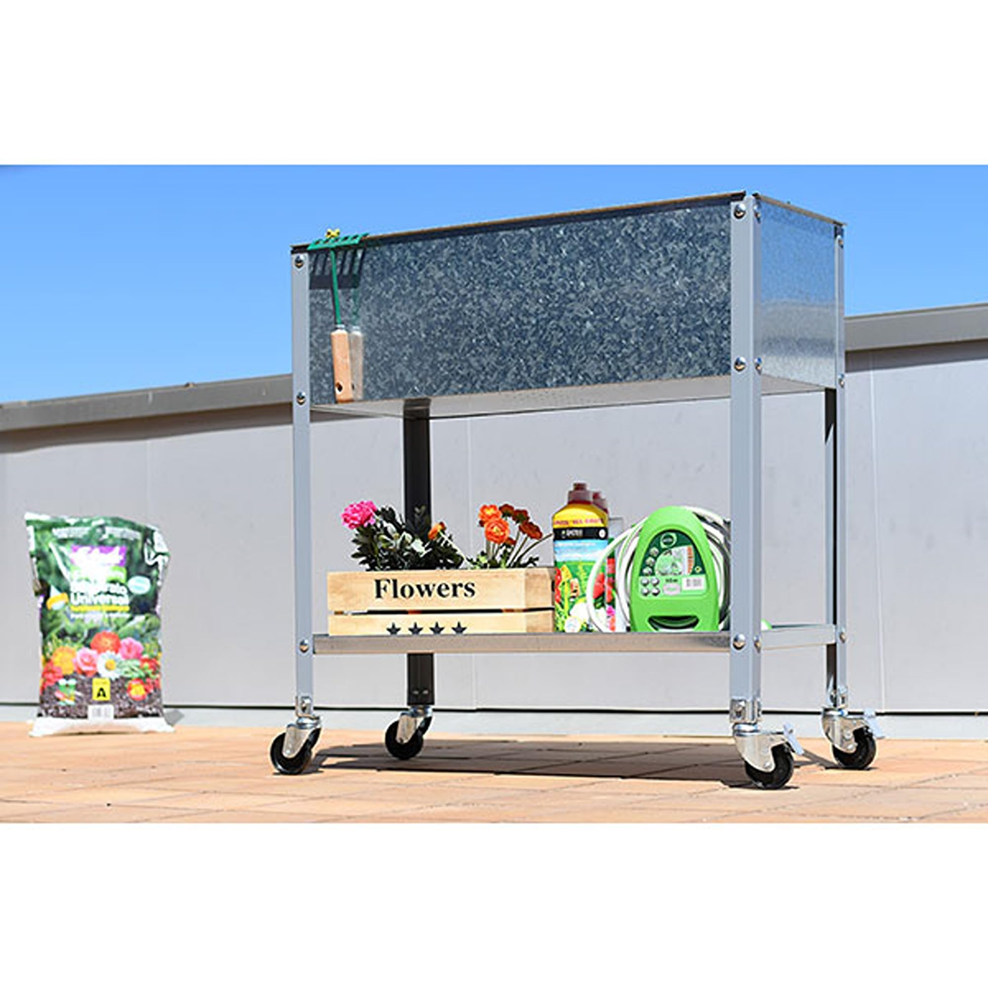 HUERTO URBANO SIMONGARDEN URBAN TOP CON RUEDAS 1200x400 GRIS/GA