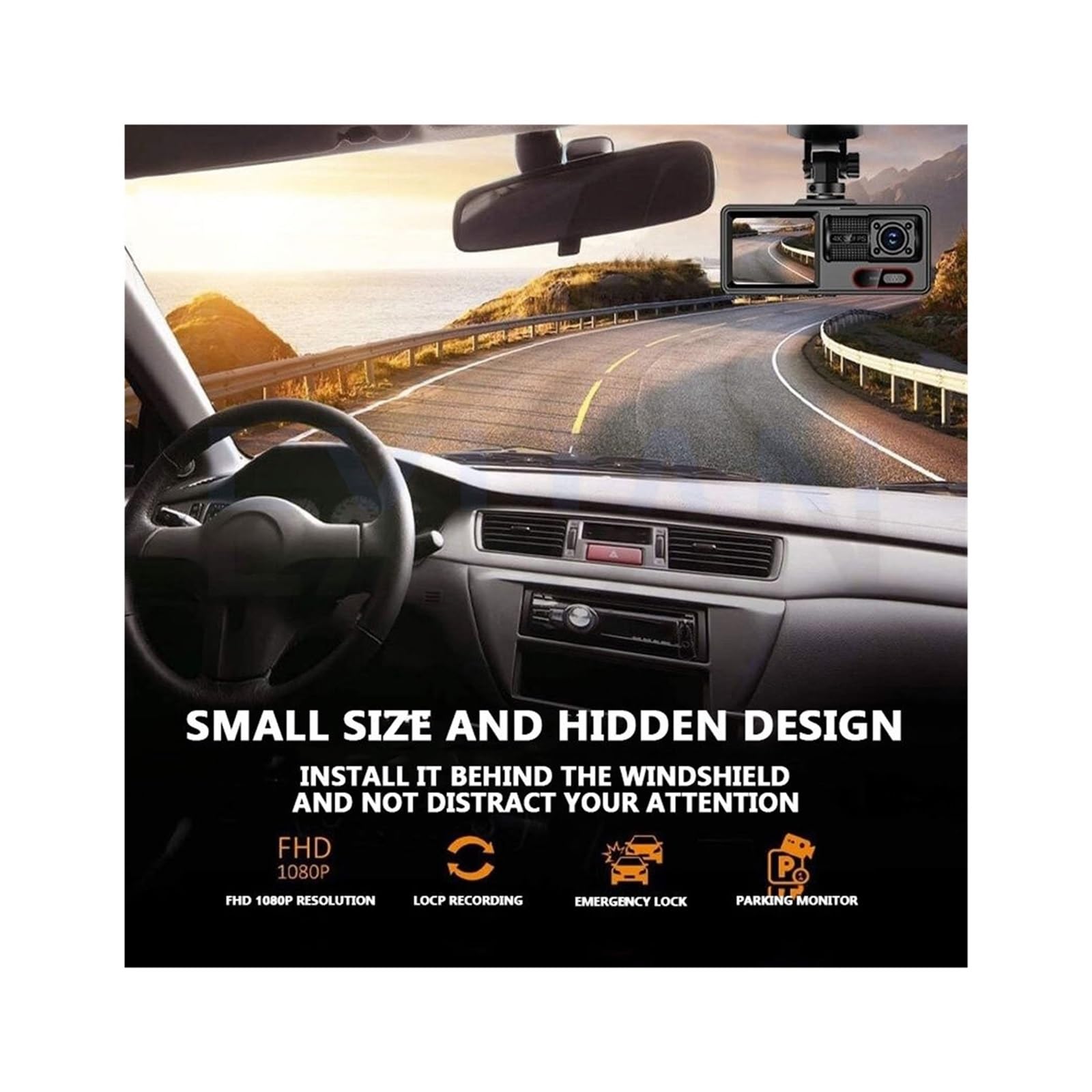 Registratore di guida per auto, registratore panoramico a 360 gradi, schermo intero, dispositivo per visione notturna ad alta definizione e immagini ultra-elevate, fuoristrada