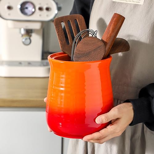 Miniatura 5 de Hasense Soporte grande para utensilios de cocina para encimera de cocina, soporte de utensilios de cocina de cerámica de 7.1 pulgadas, elegante