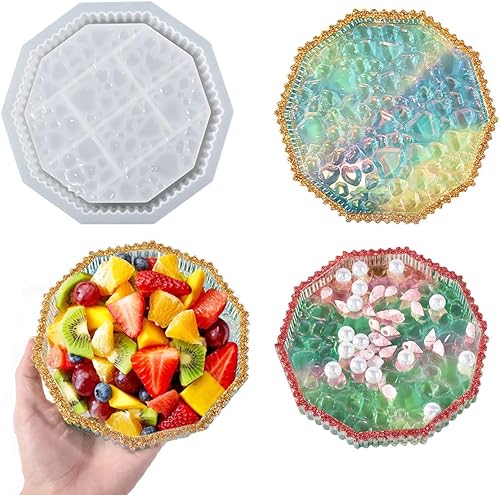 HyzaPhix Moldes de bandeja de diamante, moldes de resina para bandeja de joyería, molde de silicona para bandeja rodante, moldes de fundición epoxi