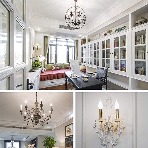 Miniatura 5 de Energetic - Paquete de 24 bombillas LED regulables para candelabros, forma CA10, estilo de punta de llama, equivalente a 60 W, luz diurna de 5000 K,