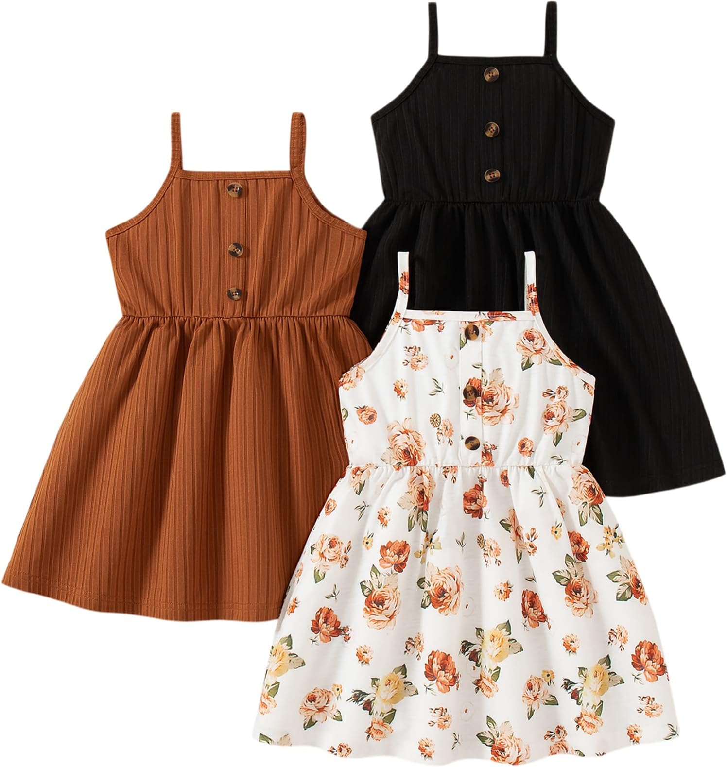 Girls Dresses Toddler Girls Dress 3-Pack Casual Party Print Skater A-line Dress Sundress