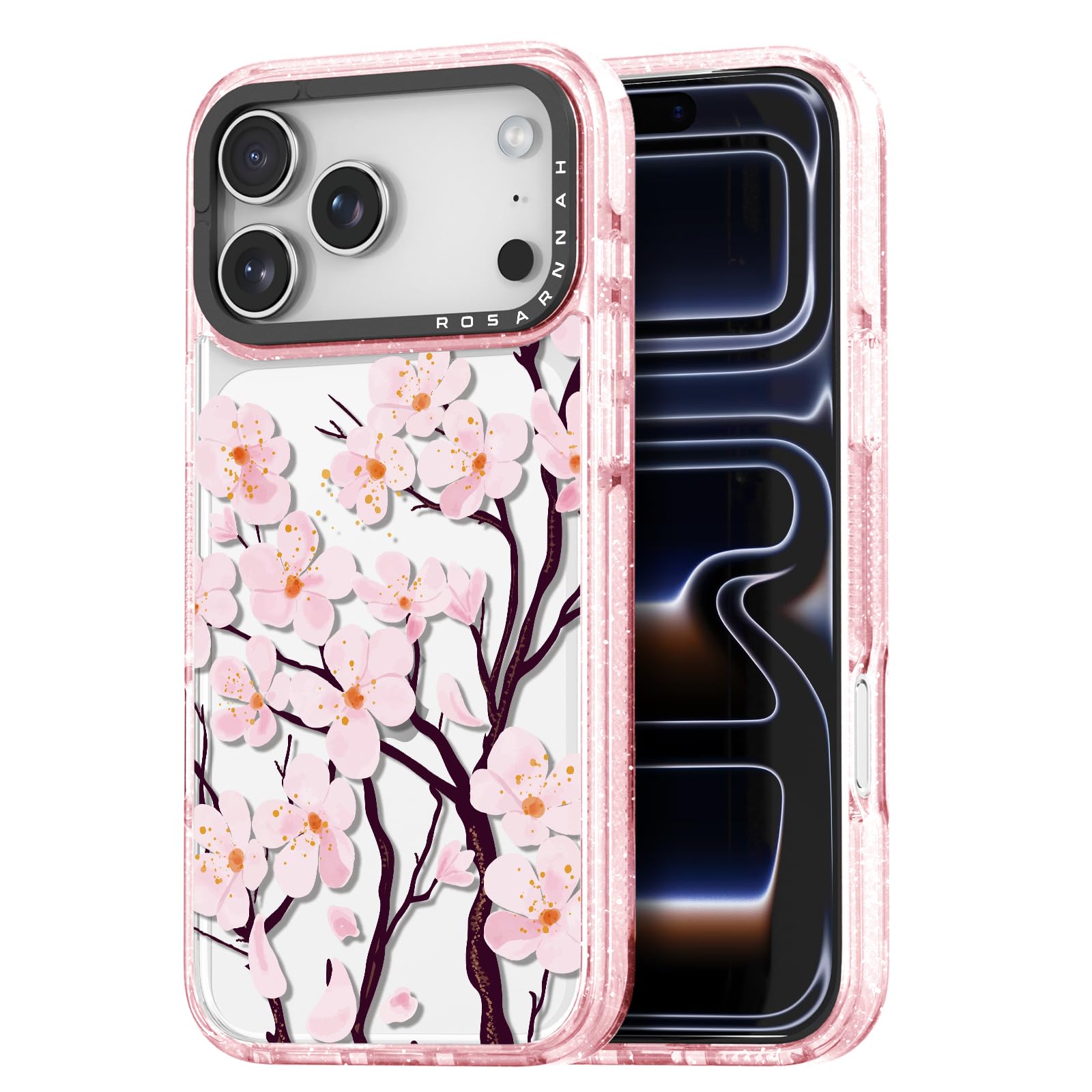 Coque iPhone Pro Rosarnnah 17GPS pailletée rose fleur cerisier - 8