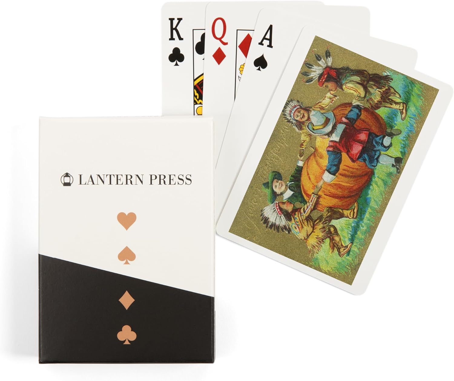 Lantern Press A Joyous Thanksgiving Scene of Kids Dancing Around Pumpkin, 52 Playing Cards for Adults, Poker Size Card Deck