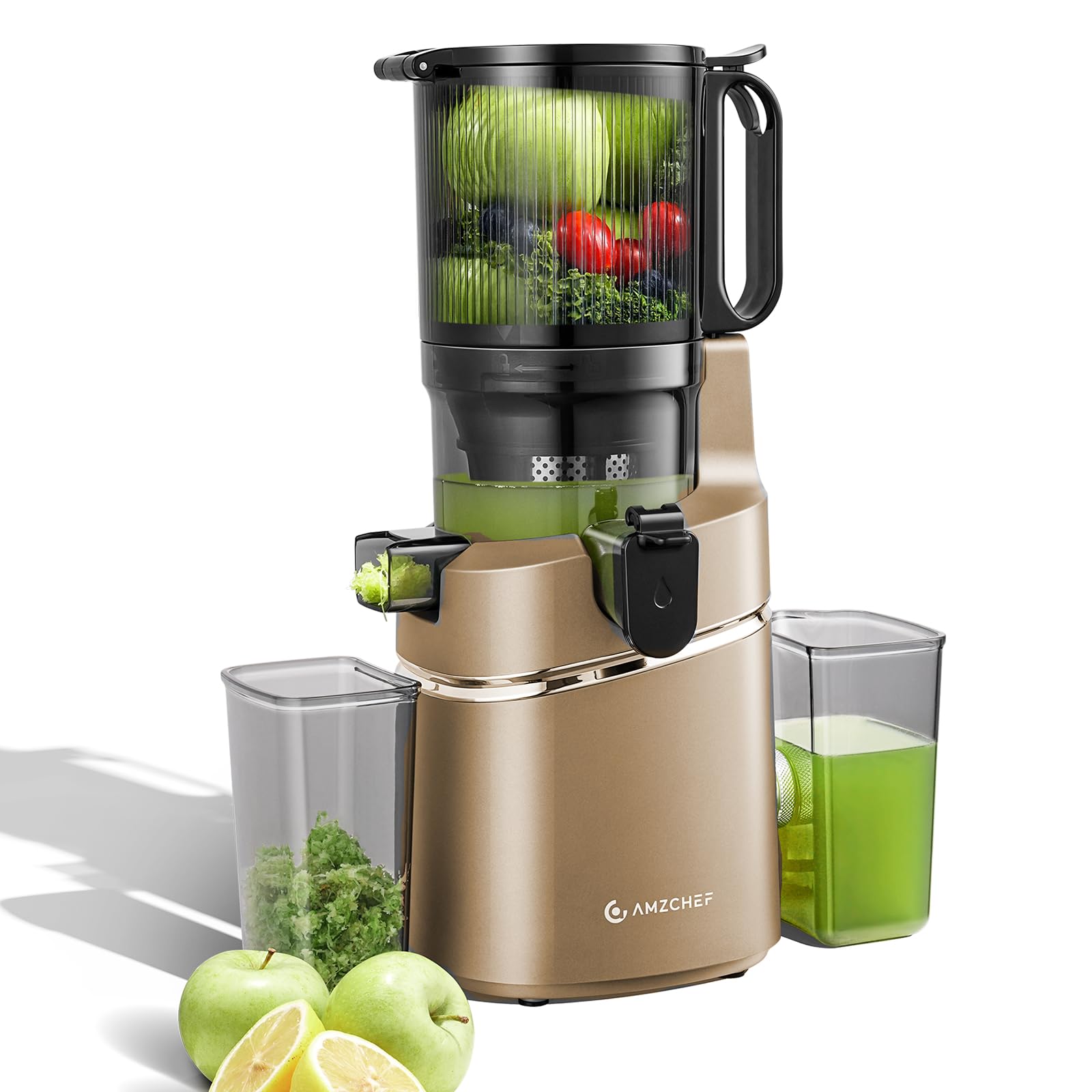 AMZCHEF Juicer Machines 5 8 Extra Self-Feeding Cold Press Juicer for Whole Vegetable Fruit Juice Extractor Machine with