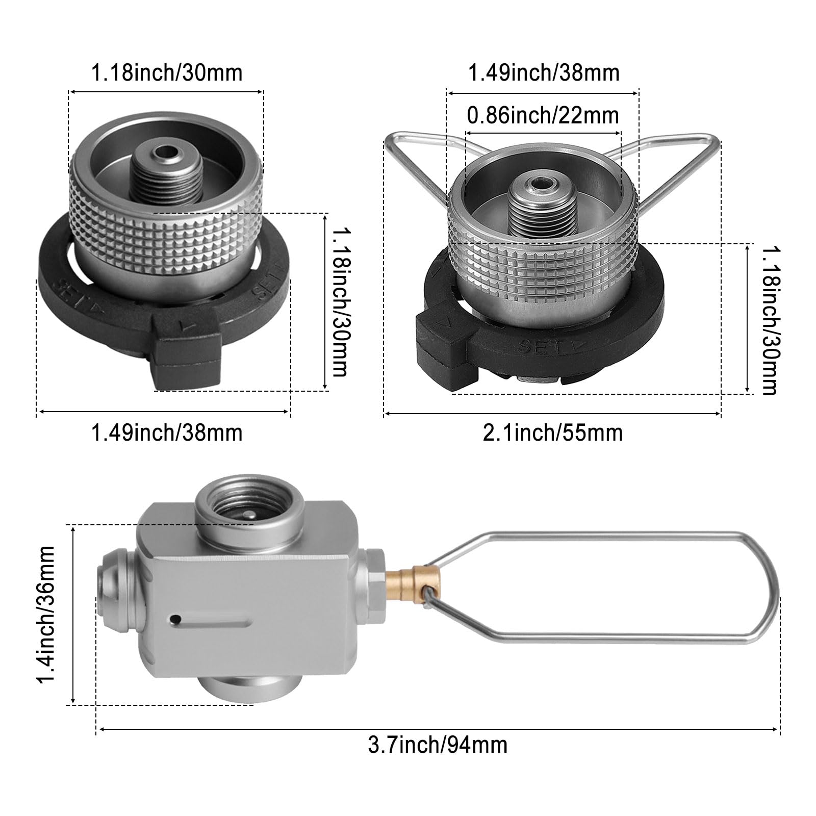Gas Refill Adapter and Gas Saver Plus Set, Fuel Canister Refill Adapter for Stoves Gas Convertor Shifter Lockable Convert Adapter for Nozzle Bottle Type Butane Gas Cartridge Canister, Z15+Z11+Z10