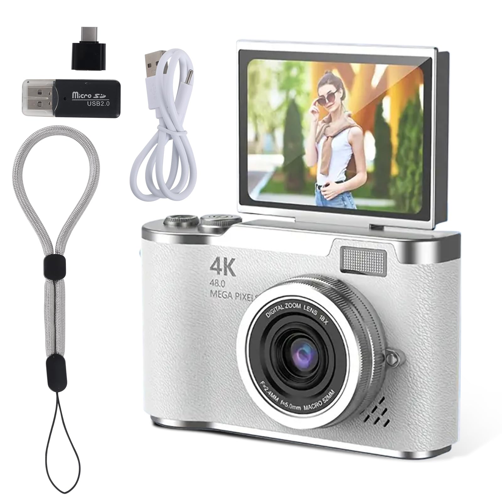 HuiJuKeJi Digital Camera,1080P HD,48MP Digital Point & Shoot Camera,2.4 Inch HD Flip Screen(No Card)-picture-29