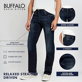 Buffalo David Bitton Men's Relaxed Straight Driven Jeans
