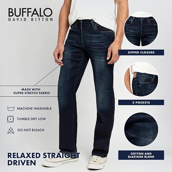 Buffalo David Bitton Men's Relaxed Straight Driven Jeans