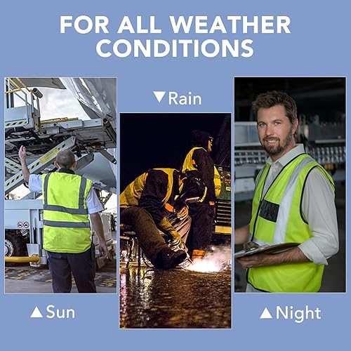 Miniatura 6 de XPCARE Chalecos de seguridad reflectantes para mujeres y hombres, chaleco de seguridad de alta visibilidad con bolsillos y cremallera frontal