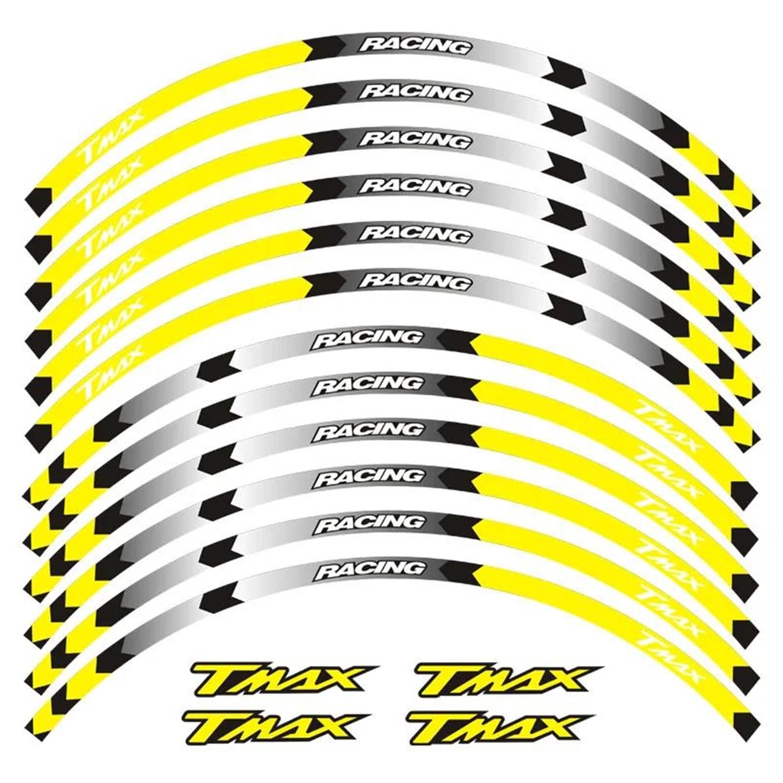 12 Strips Motorcycle Reflective Decals Wheels Moto Rim Stickers Styling Protection Sticker for Yamaha T MAX(Color2)