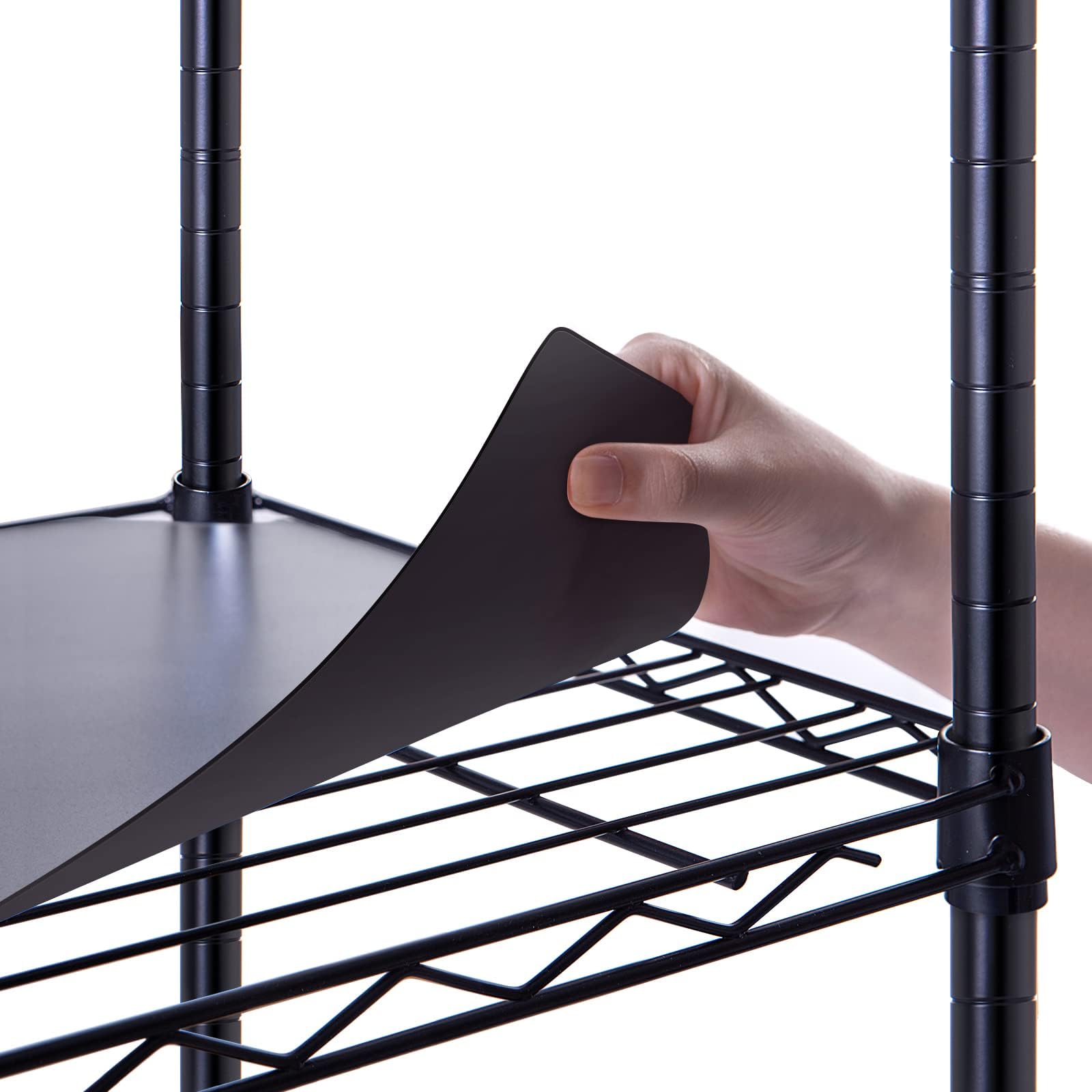 Poofzy Shelf Liners for Wire Shelving, 14 x 24 Non-Adhesive Wire Shelf Liner Plastic for Pantry, Kitchen Cabinets (3PK, Black)