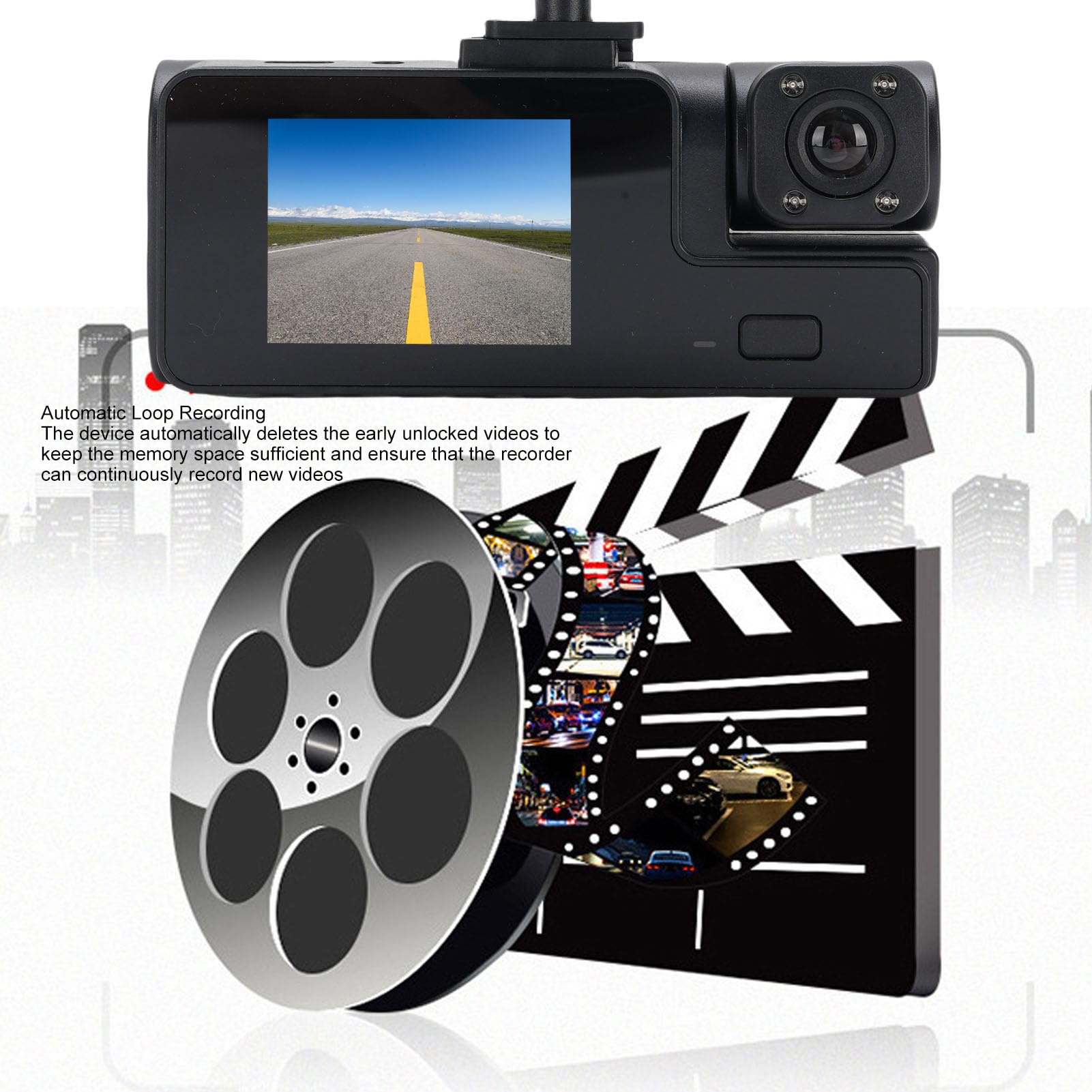 VBESTLIFE Kamera Deska Rozdzielcza, Podwójne Nagrywanie Soczewek 1080p z Przodu i 720p Wewnątrz Obiektywu z Wi -Fi, Rejestrator Samochodu z kartą Pamięci 32 GB